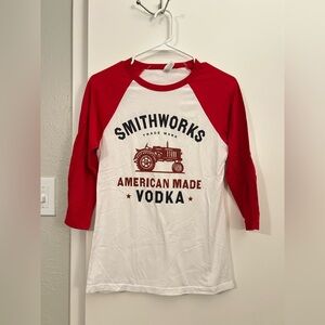 SmithWorks Vodka 3/4 Length Shirt Red and White Shirt Women’s S